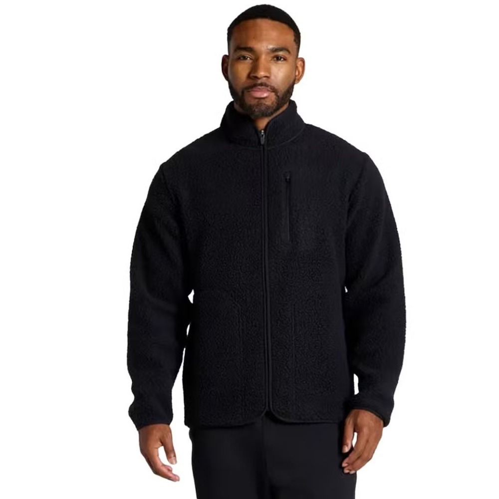All in‎ Motion Men's Black High Pile Full Zip Fleece Long Sleeve Jacket Size S